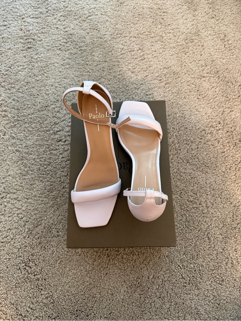 Paolo Pale Pink Square-Toe Ankle Strap Heels
